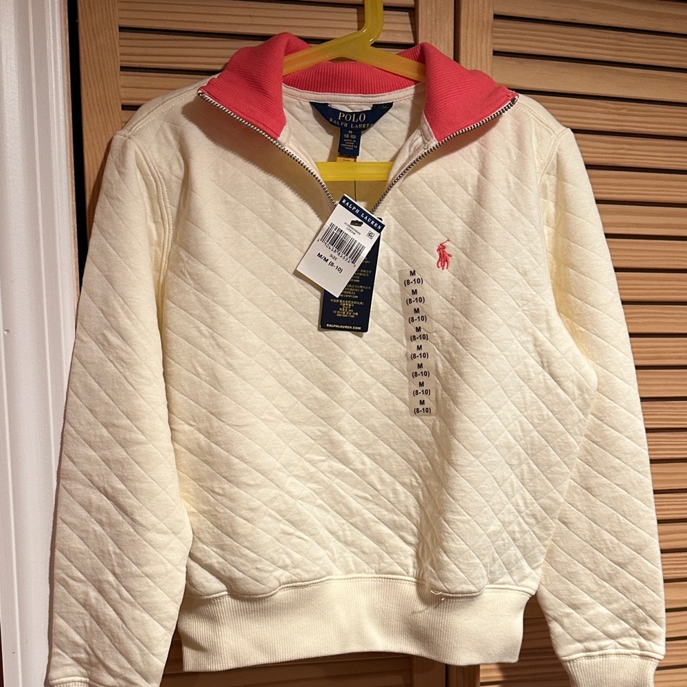 Ralph Lauren Cream Quilted Top with Pink Accents